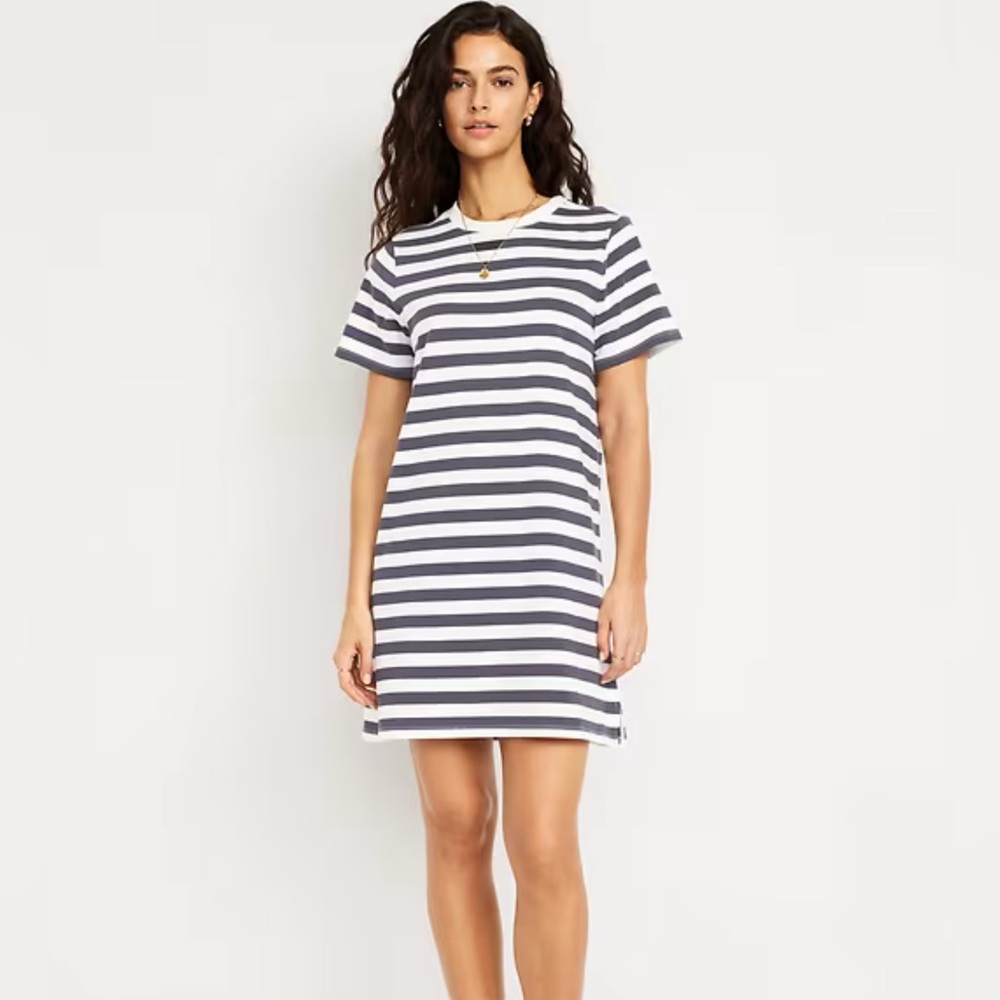 Vintage Crew-Neck Mini T-Shirt Dress